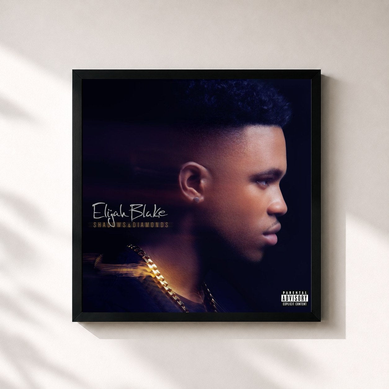 #noir Tableau carré de l'album Shadows & Diamonds (Deluxe) de Elijah Blake, cadre noir 32x32 cm