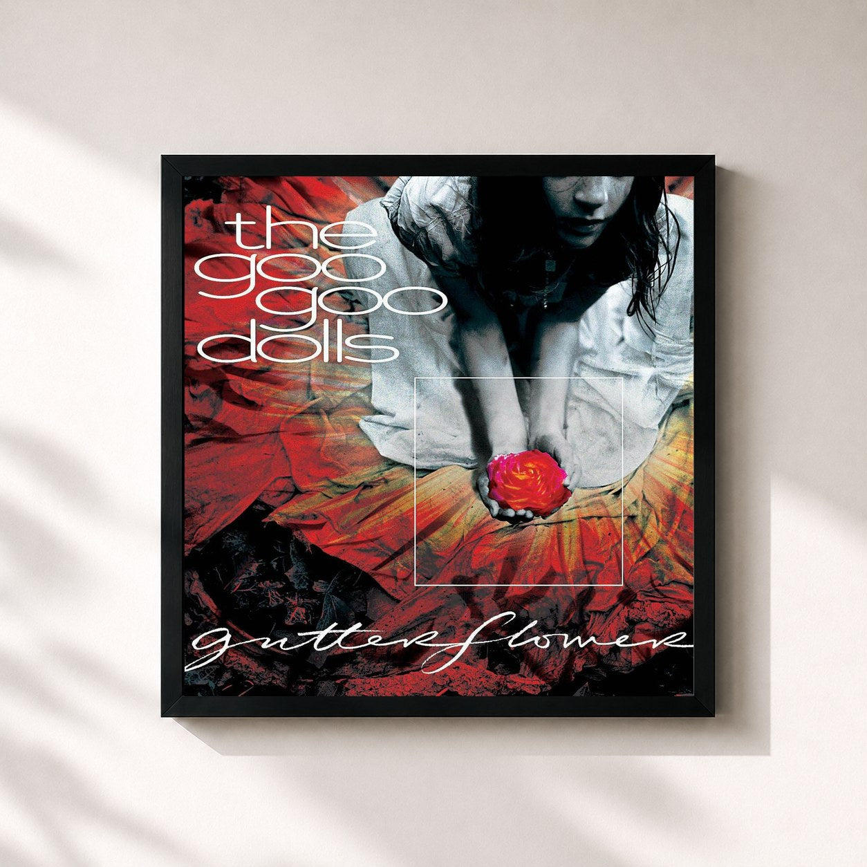 #noir Tableau carré de l'album Gutterflower de The Goo Goo Dolls, cadre noir 32x32 cm