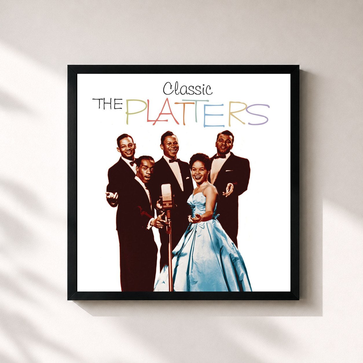 #noir Tableau carré de l'album Classic de The Platters, cadre noir 32x32 cm