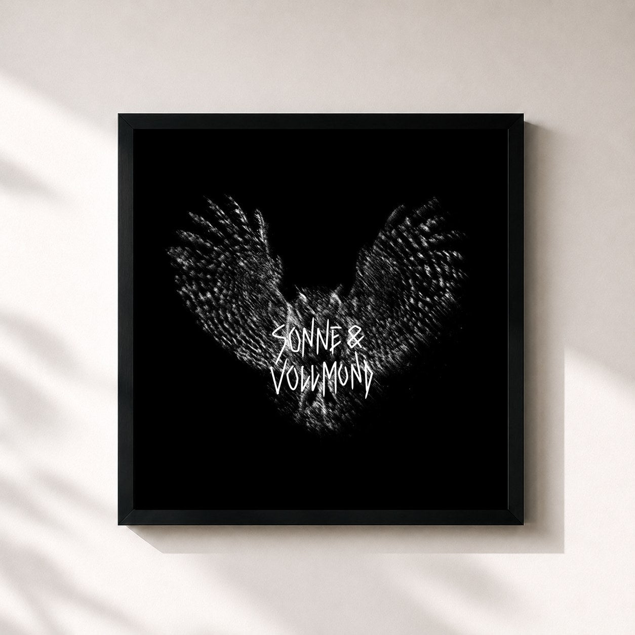 #noir Tableau carré de l'album Sonne & Vollmond de Metrickz, cadre noir 32x32 cm