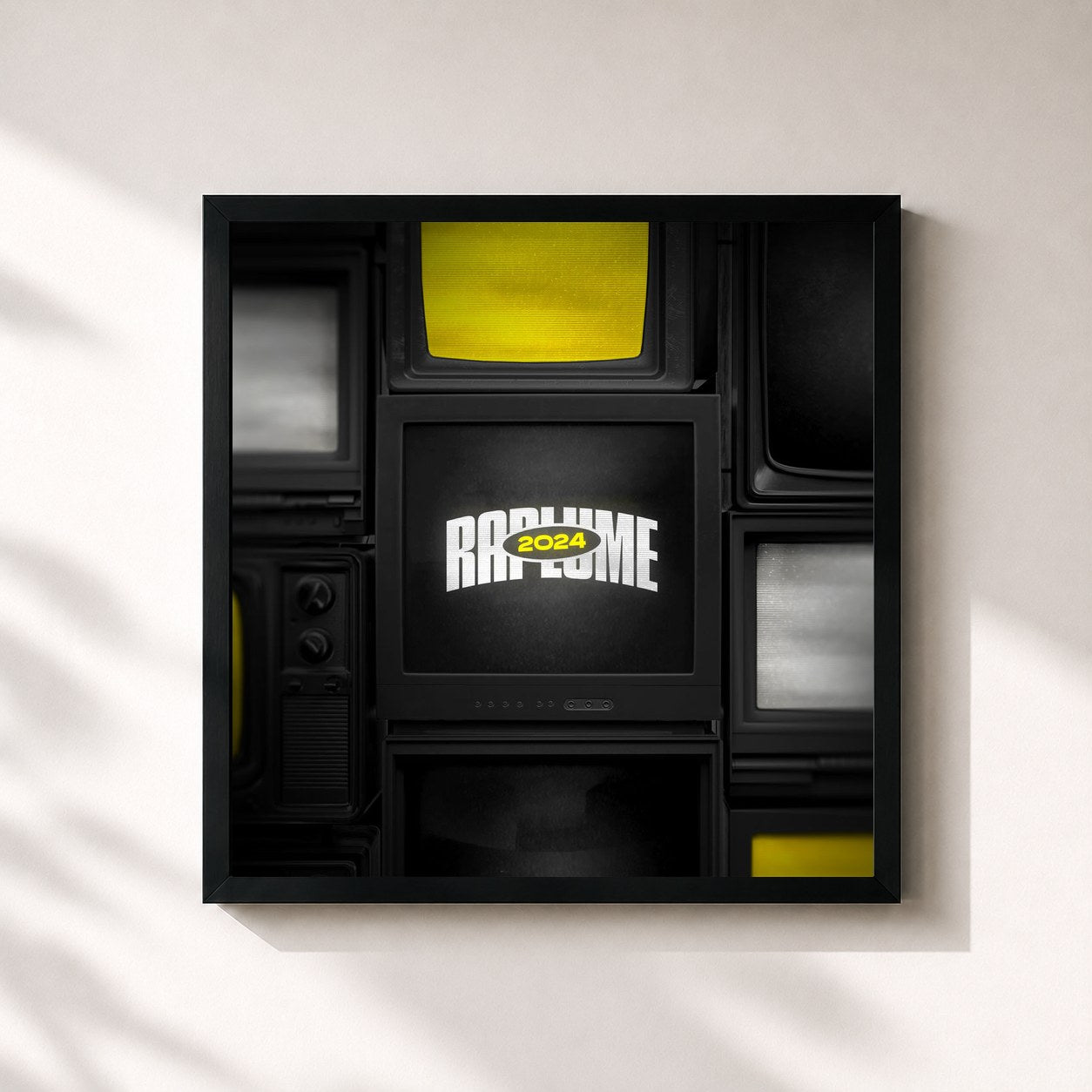 #noir Tableau carré de l'album FREESTYLES RAPLUME 2024 de Shades  , cadre noir 32x32 cm