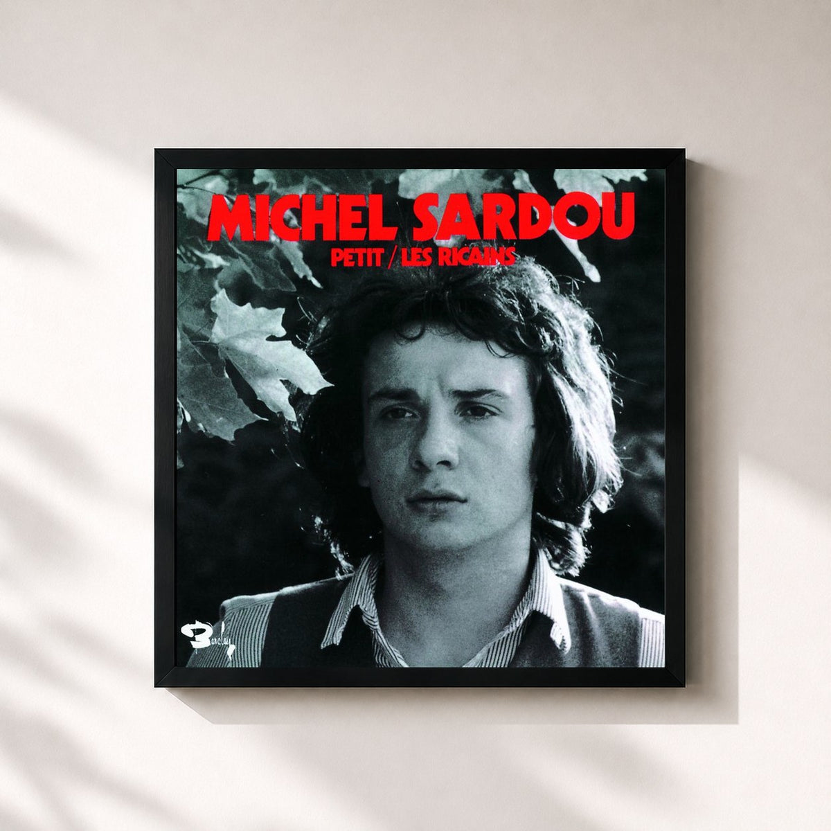 #noir Tableau carré de l'album Les Ricains de Michel Sardou, cadre noir 32x32 cm