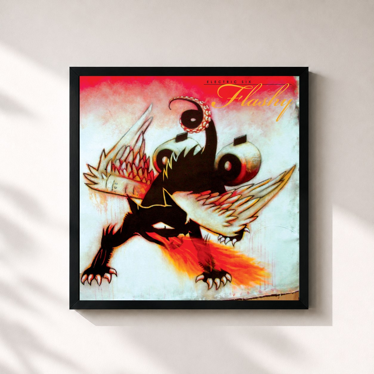 #noir Tableau carré de l'album Flashy de Electric Six, cadre noir 32x32 cm
