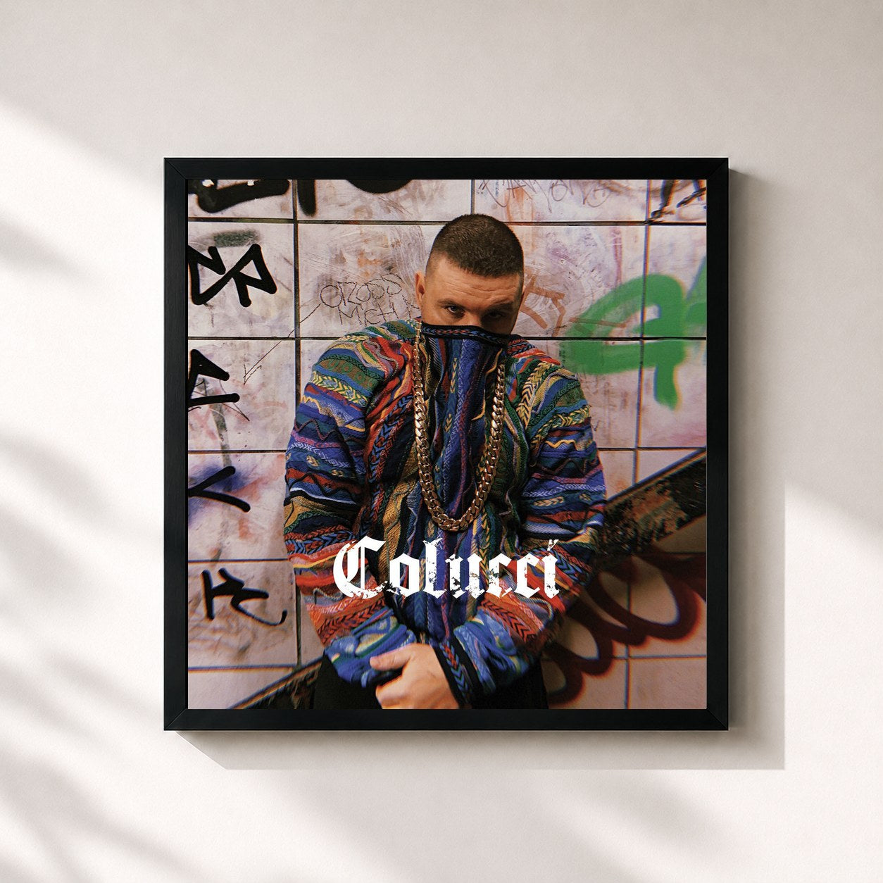 #noir Tableau carré de l'album Colucci de Fler, cadre noir 32x32 cm