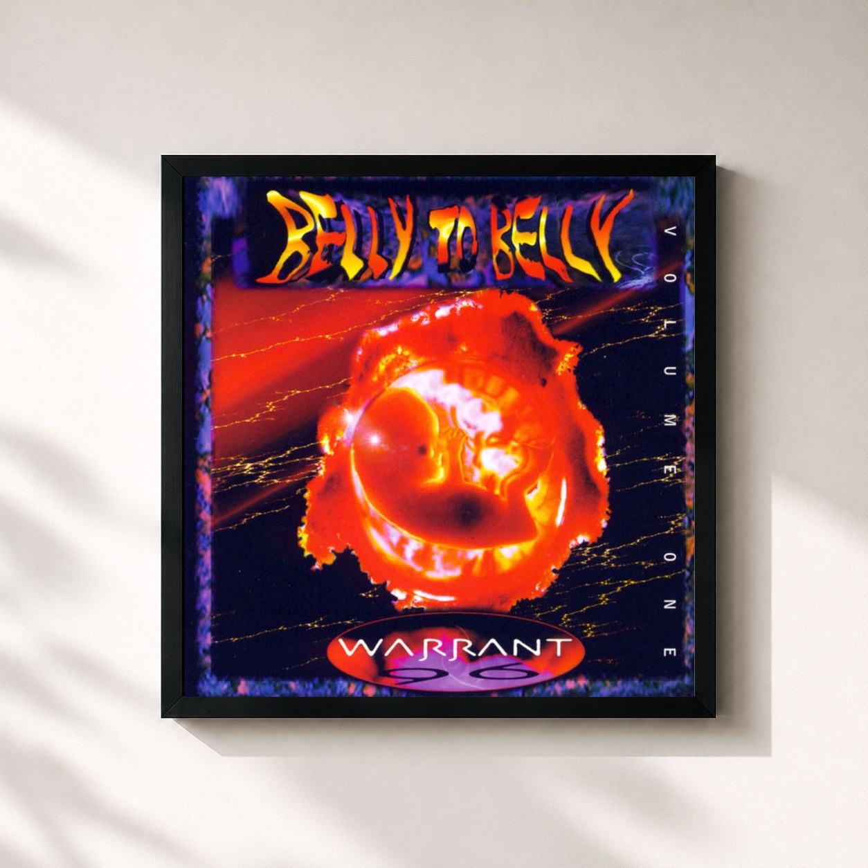 #noir Tableau carré de l'album Belly To Belly (Vol. 1) de Warrant, cadre noir 32x32 cm