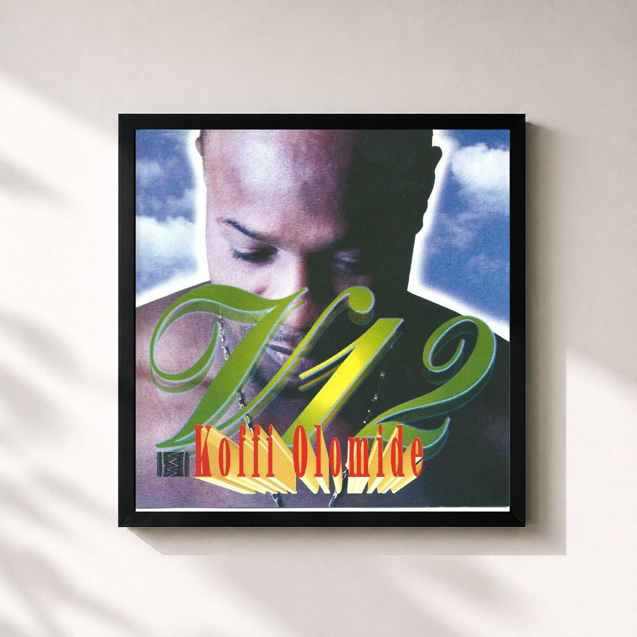 #noir Tableau carré de l'album V12 de Koffi Olomidé, cadre noir 32x32 cm