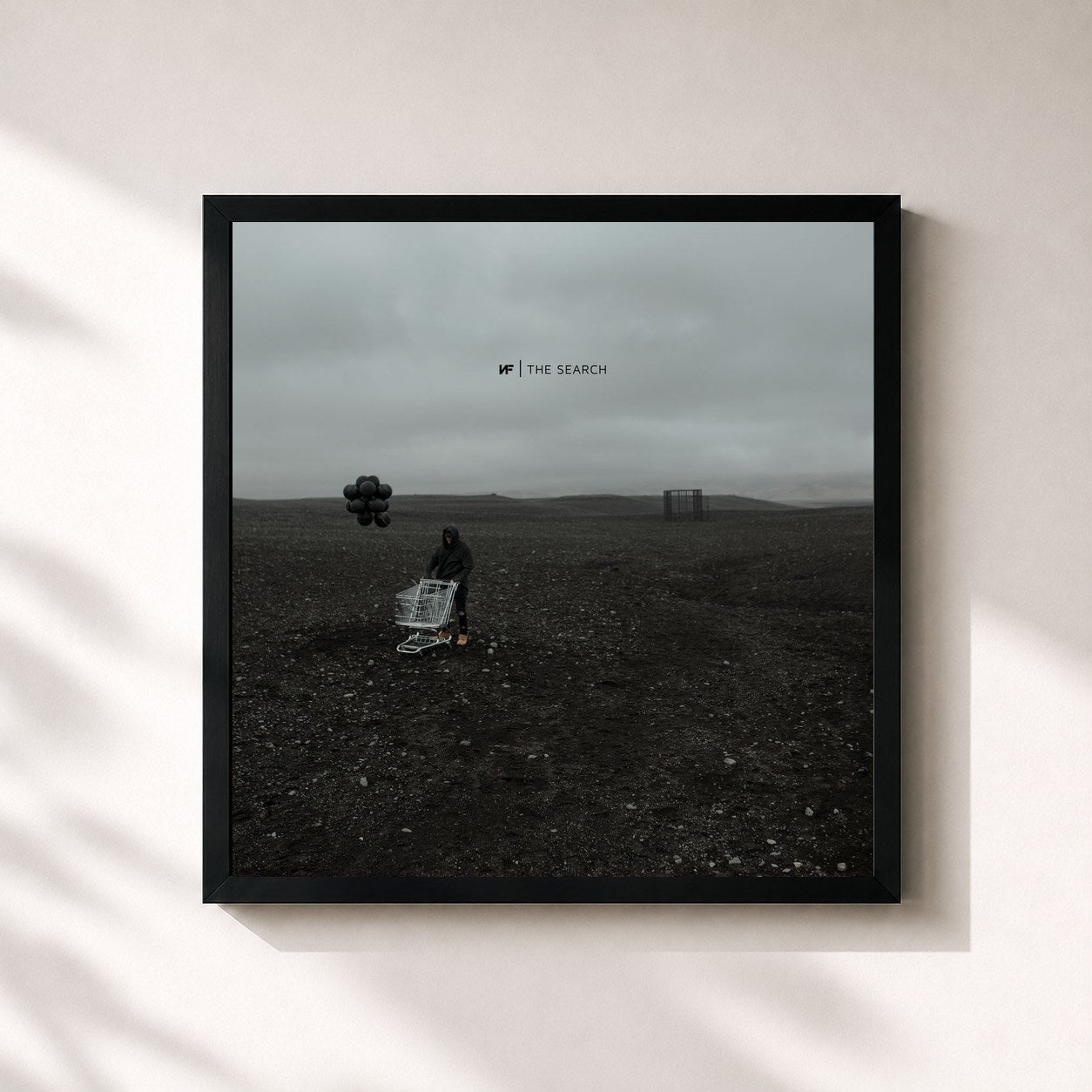 #noir Tableau carré de l'album The Search de NF, cadre noir 32x32 cm