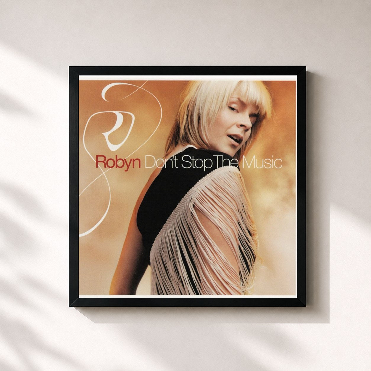 #noir Tableau carré de l'album Don't Stop the Music de Robyn, cadre noir 32x32 cm