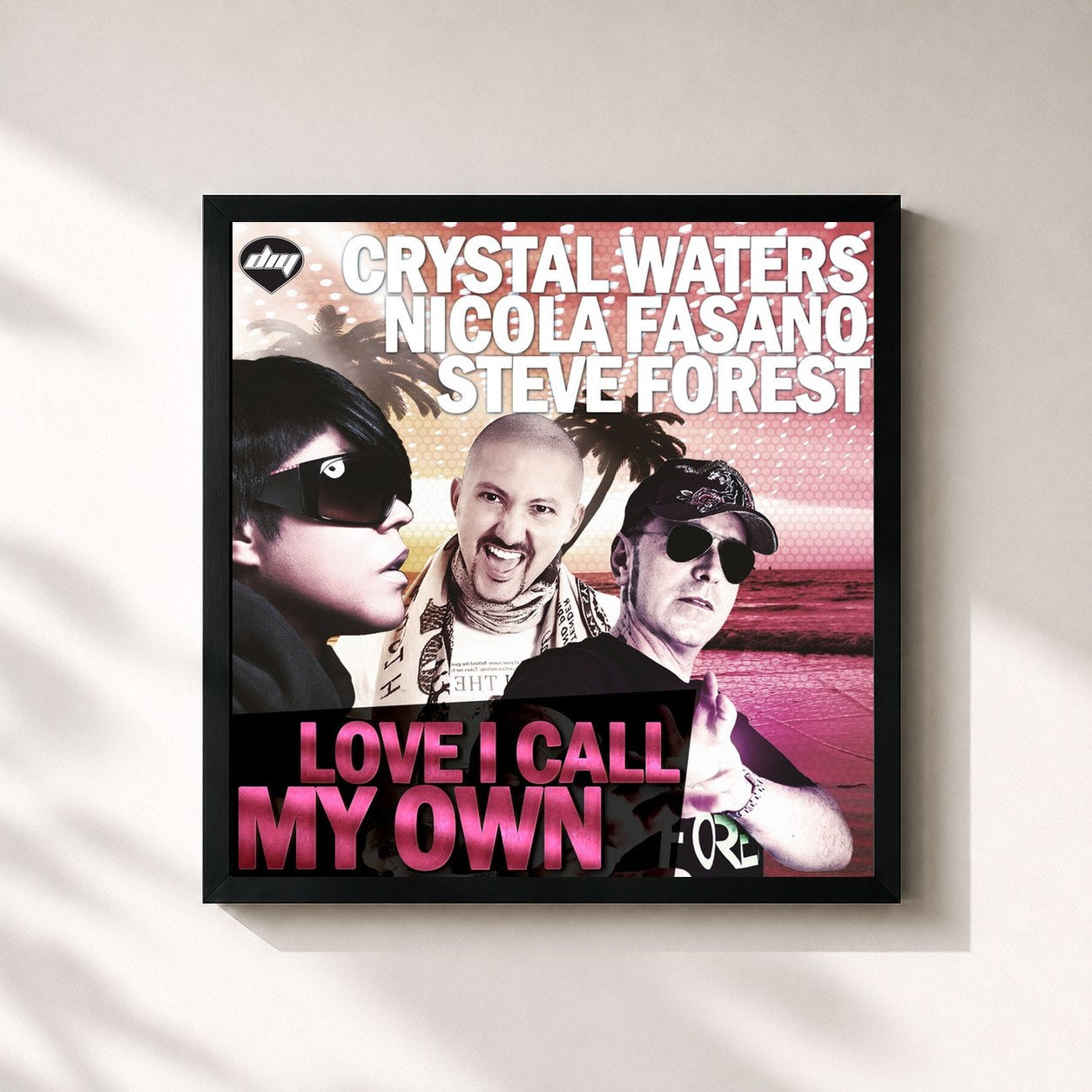 #noir Tableau carré de l'album Love I Call My Own de Crystal Waters, cadre noir 32x32 cm