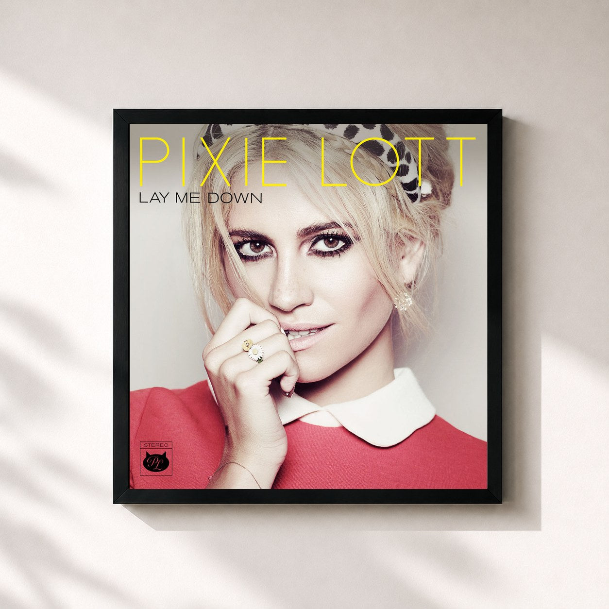 #noir Tableau carré de l'album Lay Me Down EP de Pixie Lott, cadre noir 32x32 cm