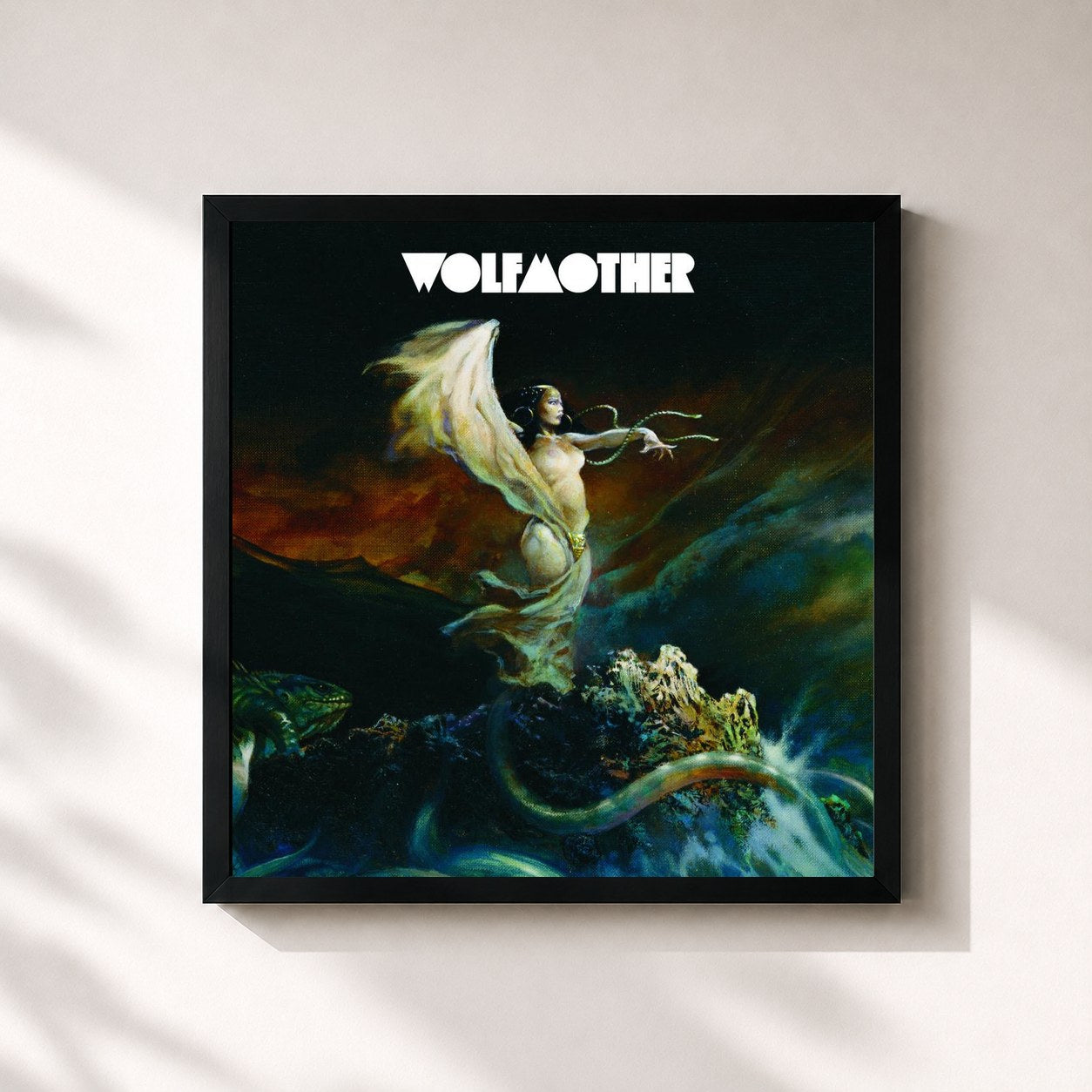 #noir Tableau carré de l'album Wolfmother de Wolfmother, cadre noir 32x32 cm