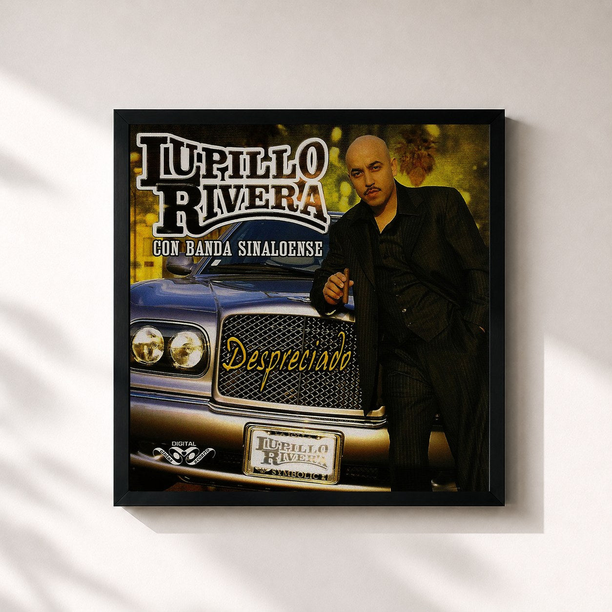 #noir Tableau carré de l'album Despreciado de Lupillo Rivera, cadre noir 32x32 cm