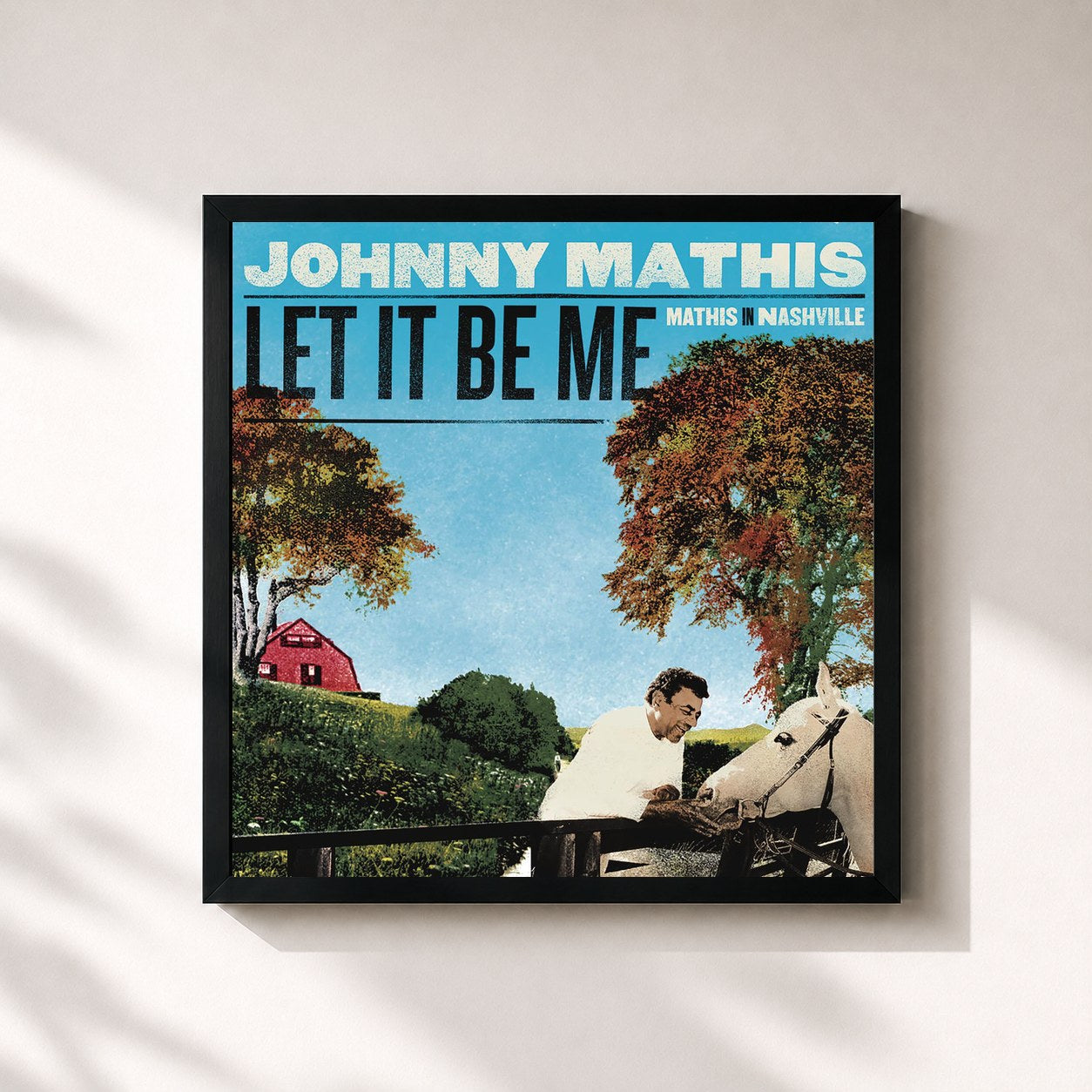 #noir Tableau carré de l'album Let It Be Me - Mathis In Nashville de Johnny Mathis, cadre noir 32x32 cm