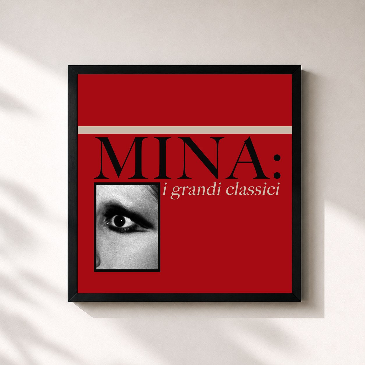 #noir Tableau carré de l'album Mina: i grandi classici de Mina, cadre noir 32x32 cm