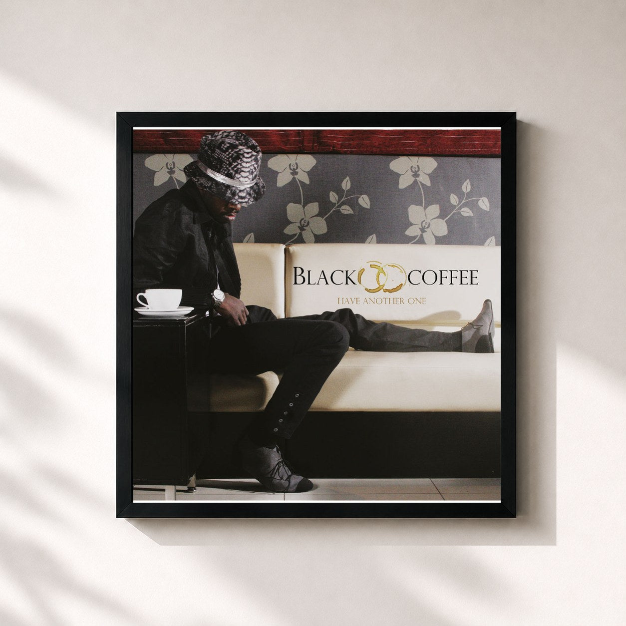 #noir Tableau carré de l'album Have Another One de Black Coffee, cadre noir 32x32 cm