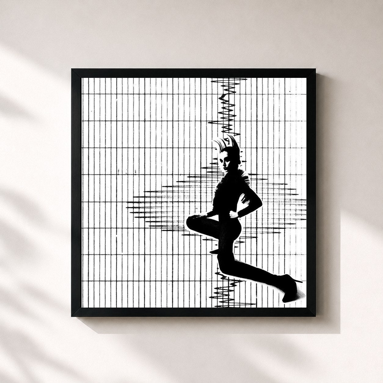 #noir Tableau carré de l'album Flux de Poppy, cadre noir 32x32 cm