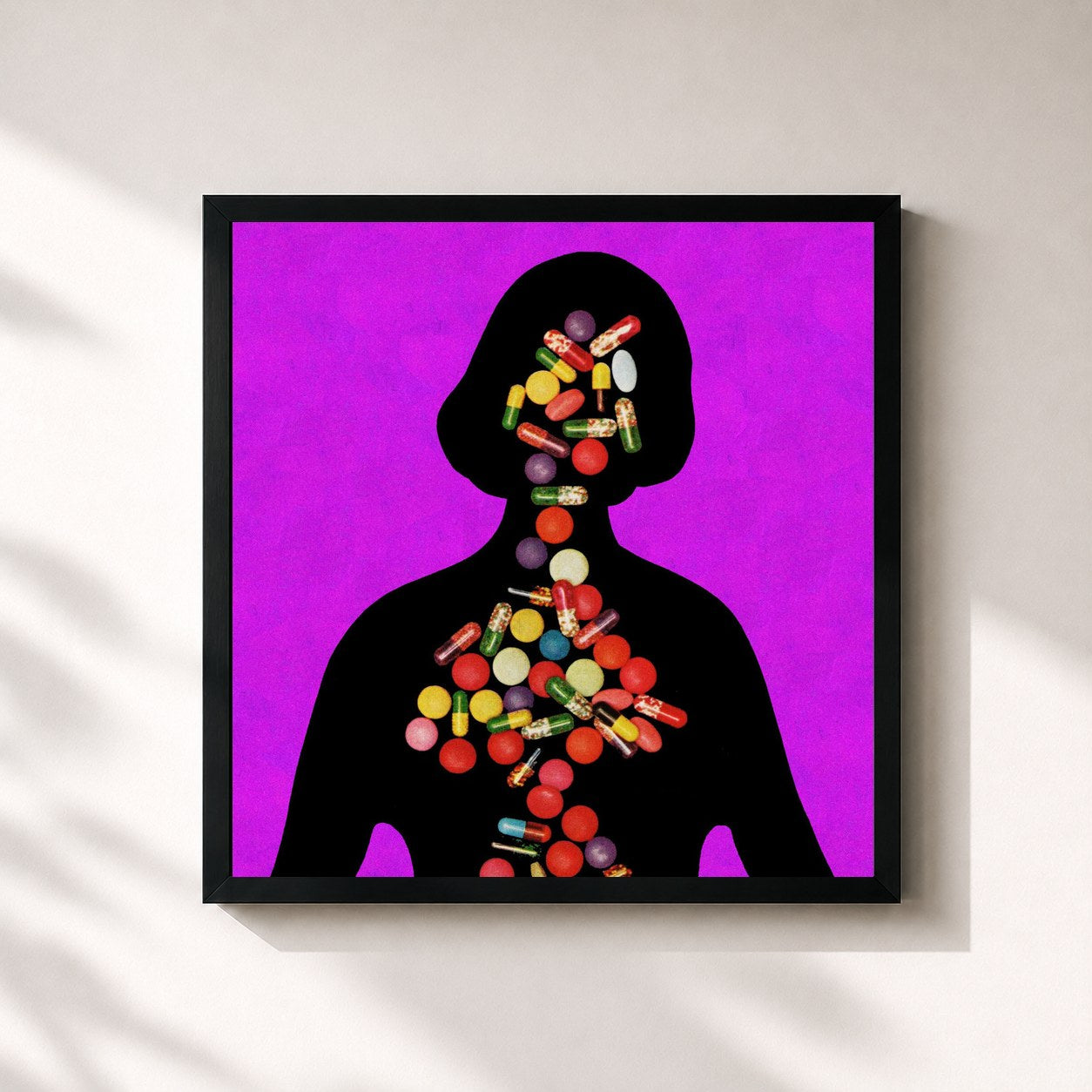 #noir Tableau carré de l'album Fauxllennium de TV Girl, cadre noir 32x32 cm