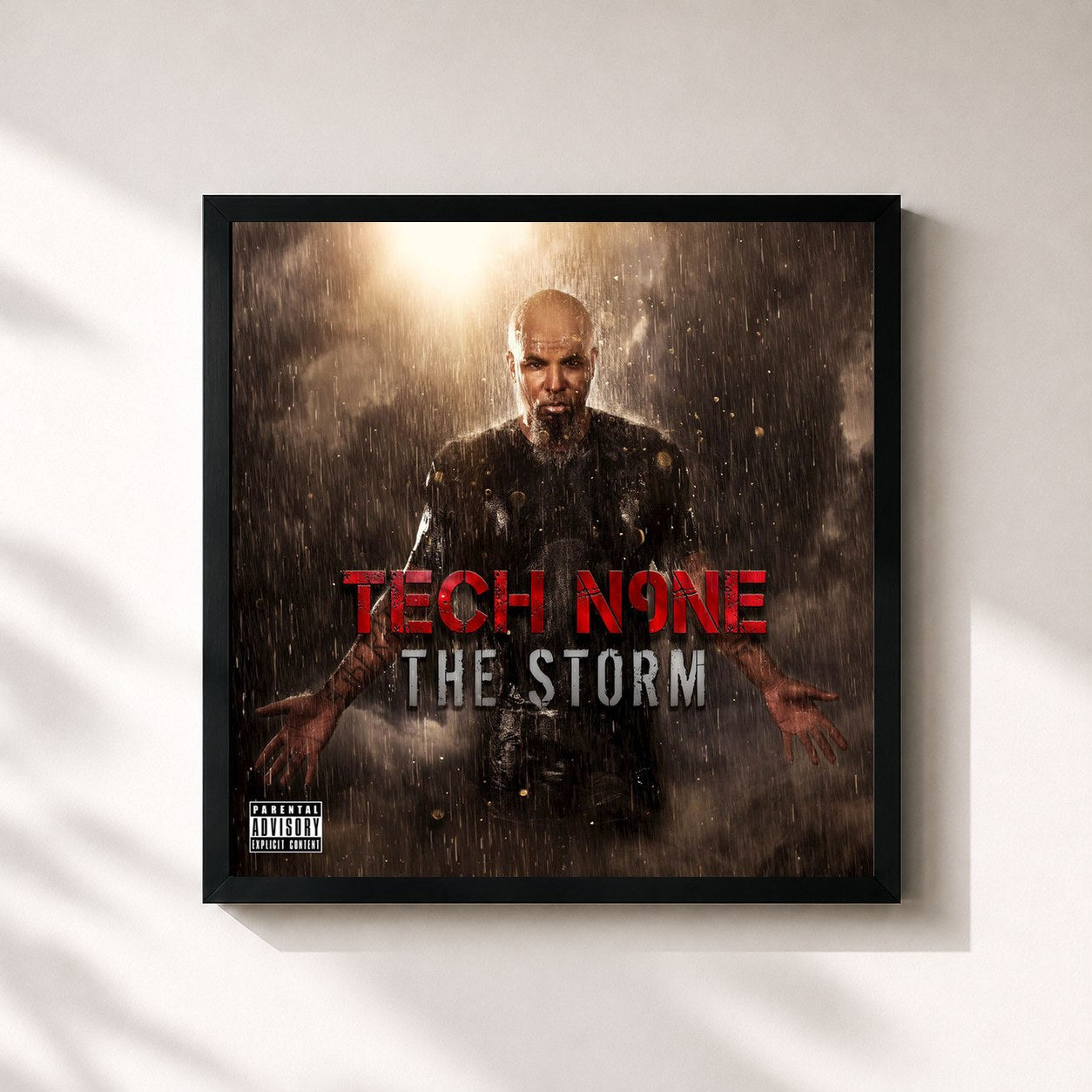 #noir Tableau carré de l'album The Storm de Tech N9ne, cadre noir 32x32 cm