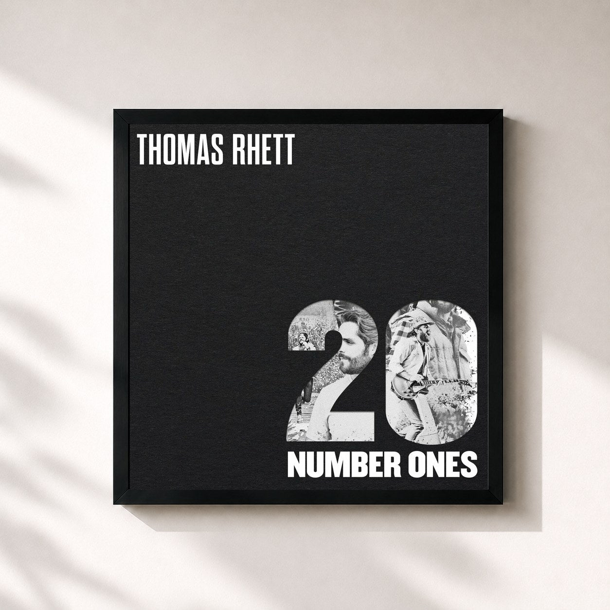#noir Tableau carré de l'album 20 Number Ones de Thomas Rhett, cadre noir 32x32 cm