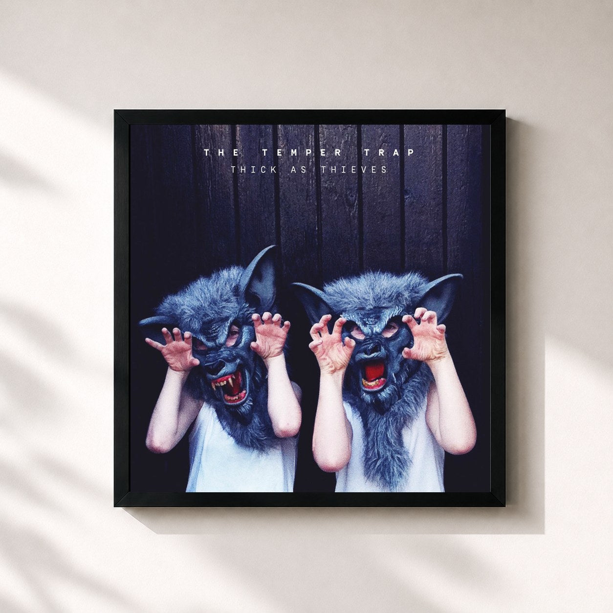 #noir Tableau carré de l'album Thick as Thieves de The Temper Trap, cadre noir 32x32 cm