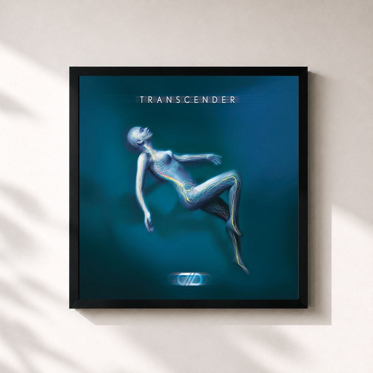 #noir Tableau carré de l'album Transcender de DLD, cadre noir 32x32 cm