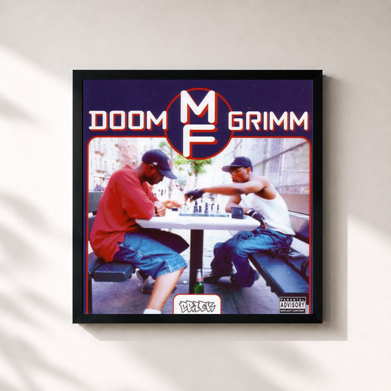 #noir Tableau carré de l'album Doomsday EP de MF DOOM, cadre noir 32x32 cm