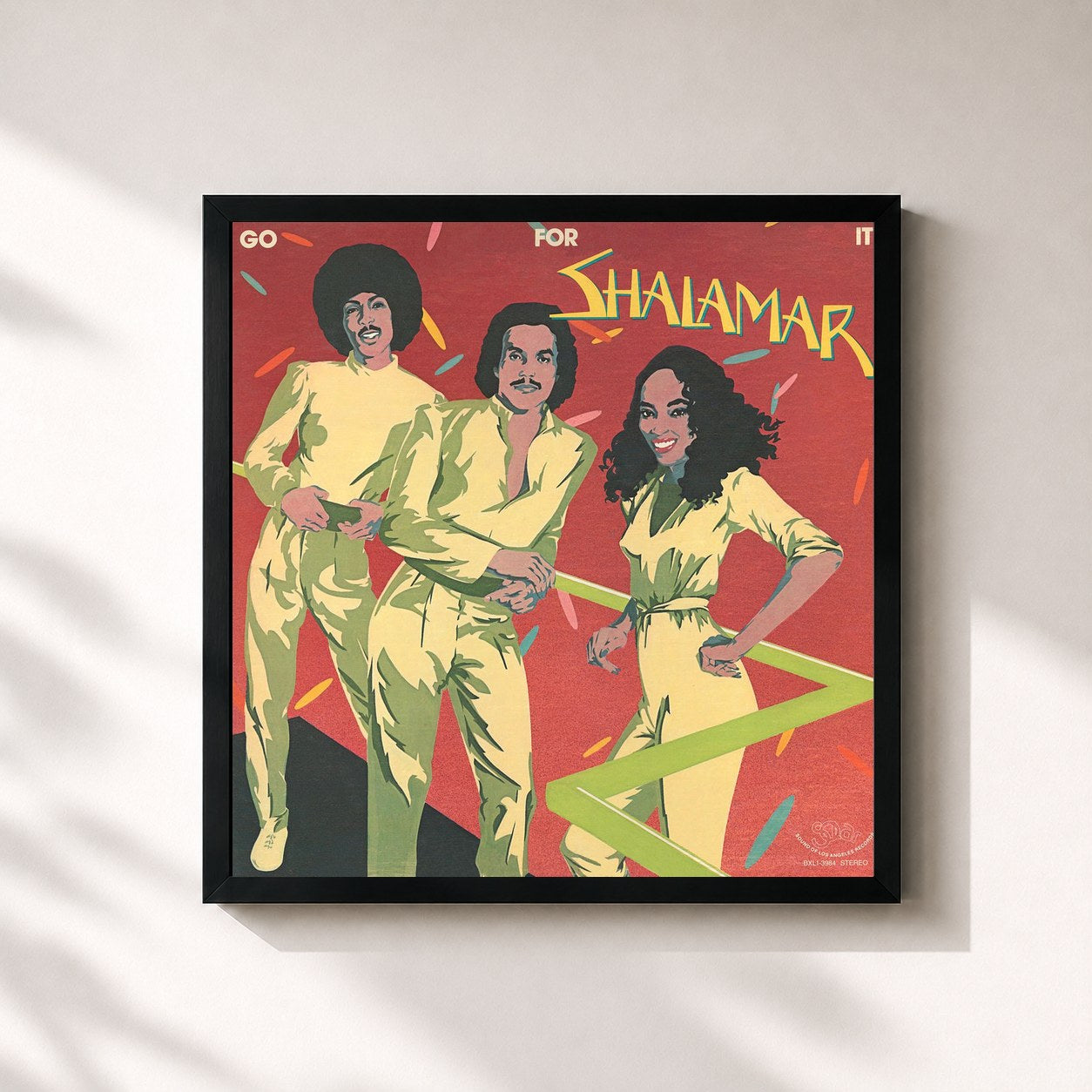 #noir Tableau carré de l'album Go for It de Shalamar, cadre noir 32x32 cm