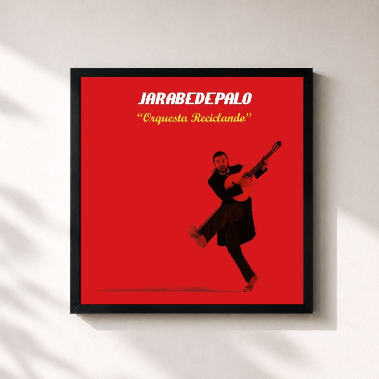 #noir Tableau carré de l'album Orquesta Reciclando de Jarabe de Palo, cadre noir 32x32 cm