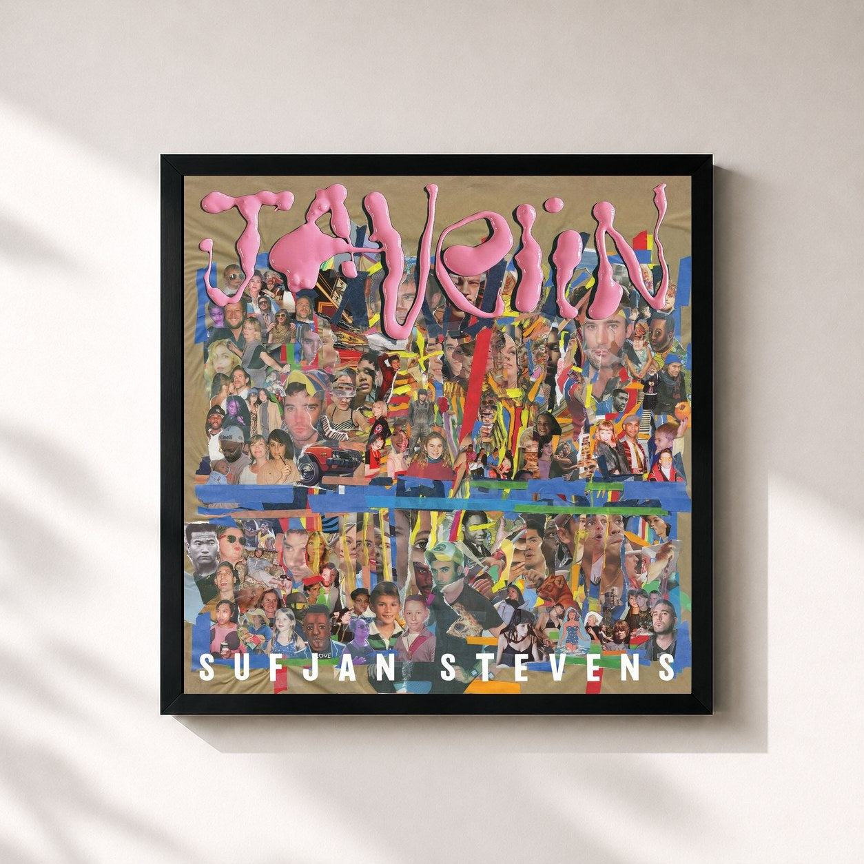 #noir Tableau carré de l'album Javelin de Sufjan Stevens, cadre noir 32x32 cm