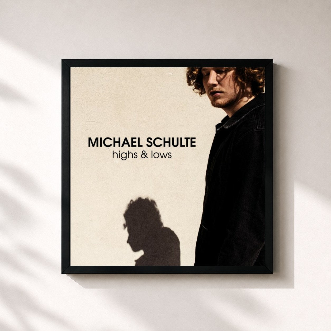 #noir Tableau carré de l'album Highs & Lows de Michael Schulte, cadre noir 32x32 cm