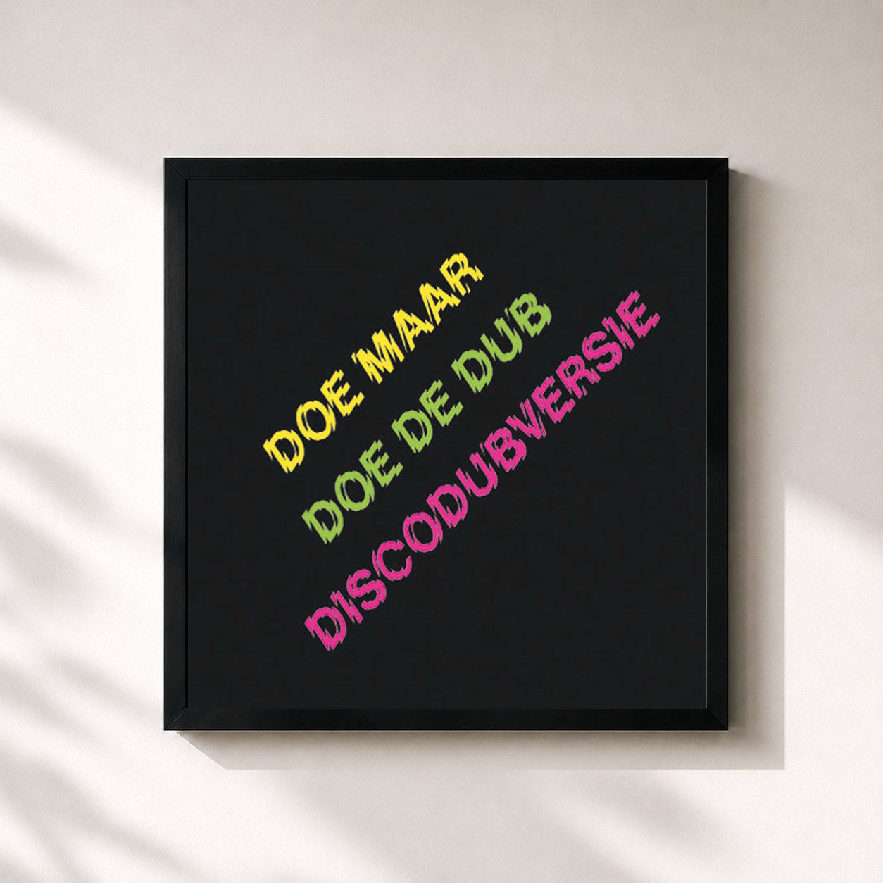 #noir Tableau carré de l'album Doe De Dub (Discodubversie - Dubs uit 'Doris Day en Andere Stukken') de Doe Maar, cadre noir 32x32 cm
