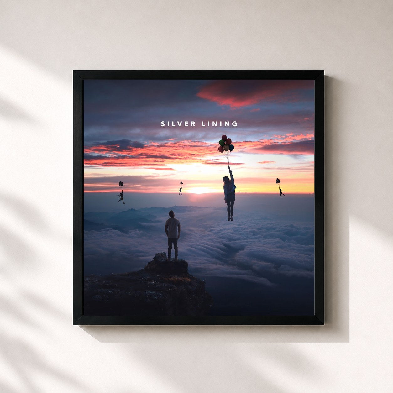 #noir Tableau carré de l'album Silver Lining de Jake Miller, cadre noir 32x32 cm