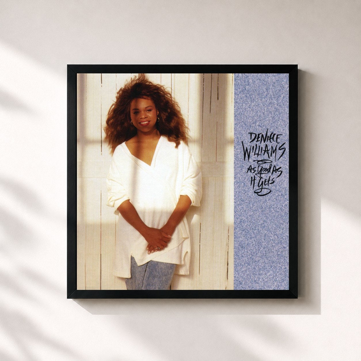 #noir Tableau carré de l'album As Good As It Gets de Deniece Williams, cadre noir 32x32 cm