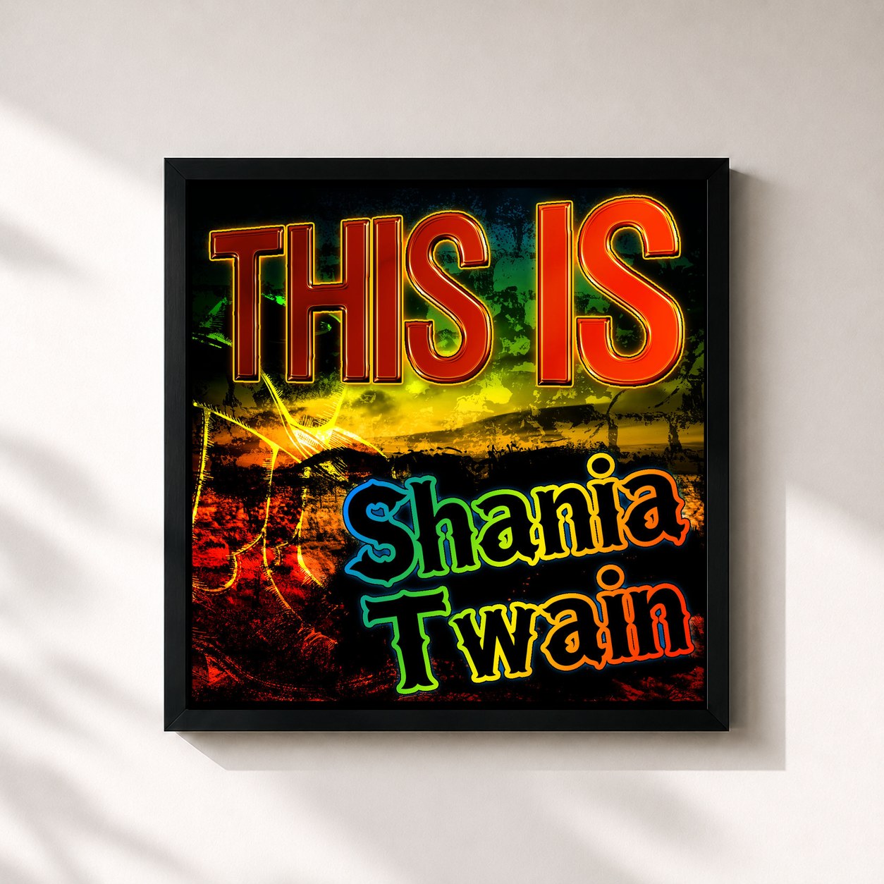#noir Tableau carré de l'album This Is Shania Twain de Shania Twain, cadre noir 32x32 cm