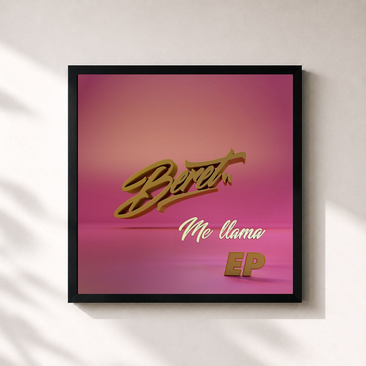 #noir Tableau carré de l'album Me llama EP de Beret, cadre noir 32x32 cm