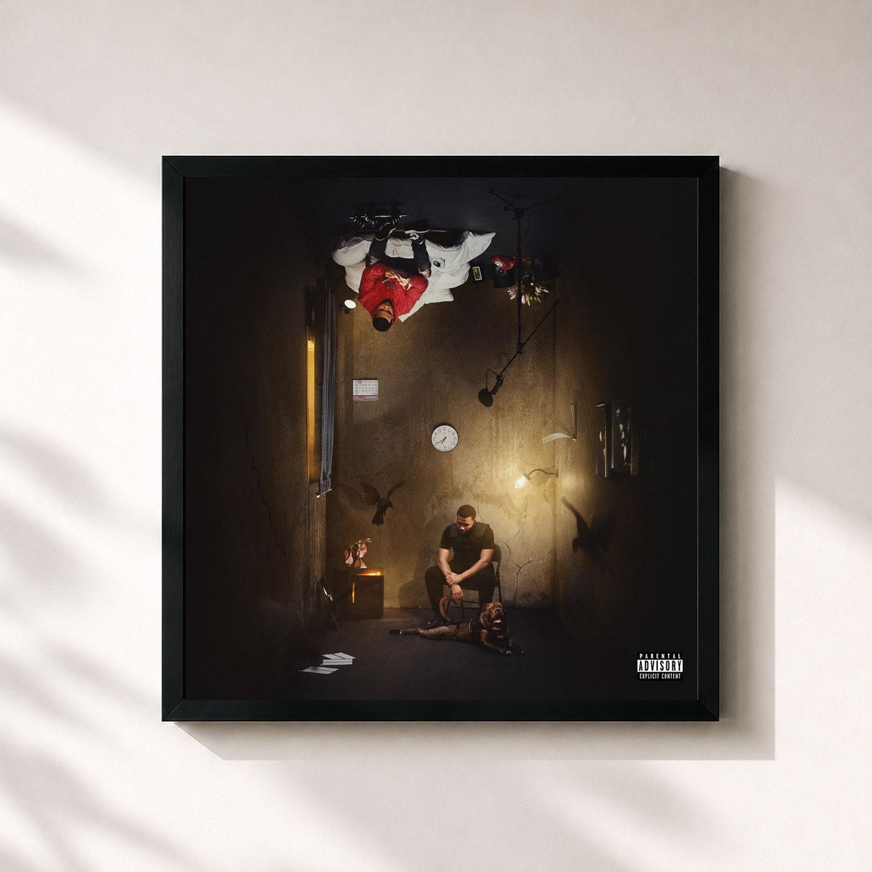 #noir Tableau carré de l'album Passionate & Paranoid de Yungen, cadre noir 32x32 cm