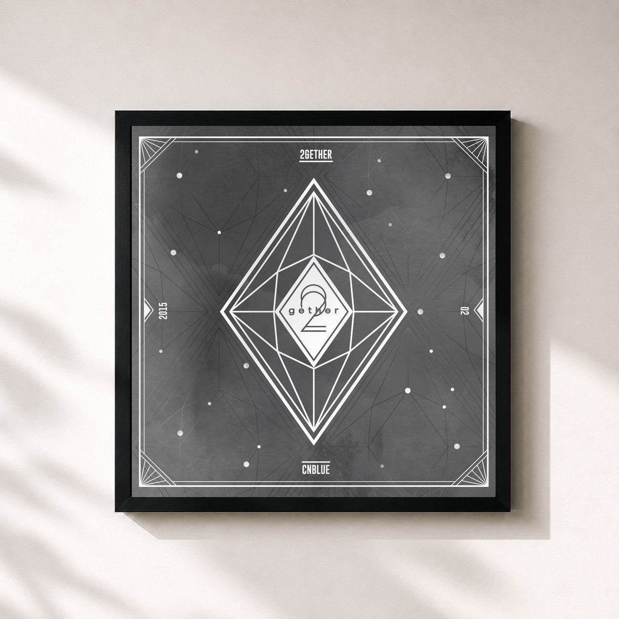 #noir Tableau carré de l'album 2gether de CNBLUE, cadre noir 32x32 cm