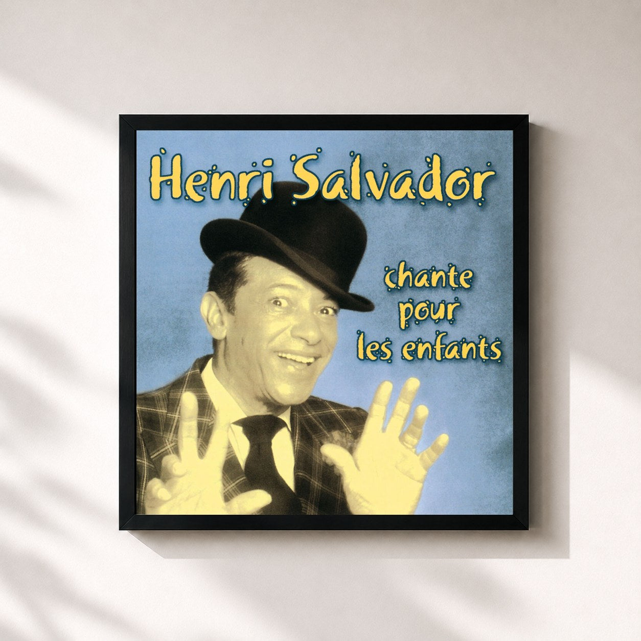 #noir Tableau carré de l'album Chante Pour Les Enfants de Henri Salvador, cadre noir 32x32 cm