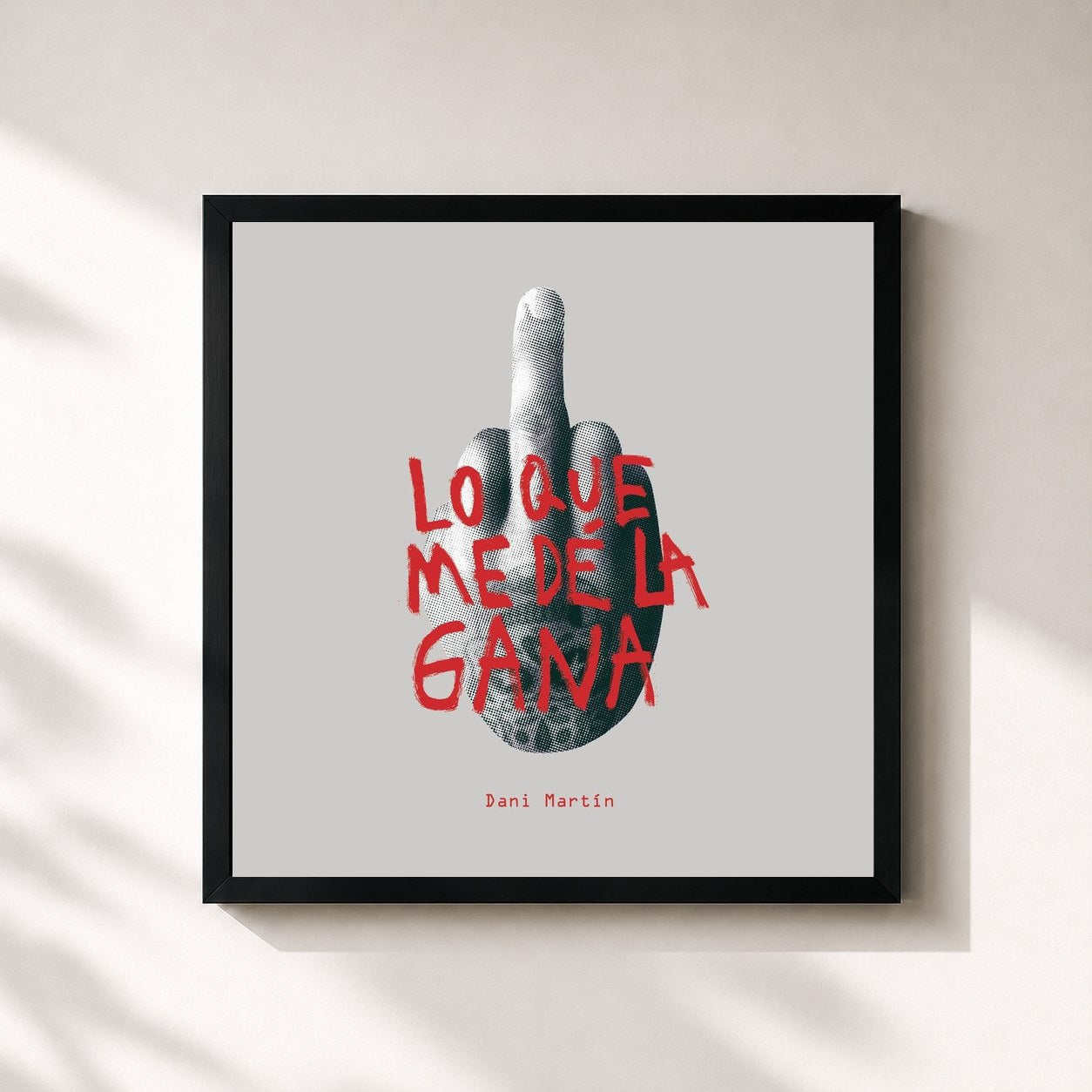 #noir Tableau carré de l'album Lo Que Me Dé la Gana de Dani Martin, cadre noir 32x32 cm