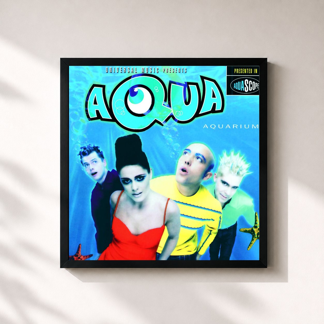#noir Tableau carré de l'album Aquarium de Aqua, cadre noir 32x32 cm