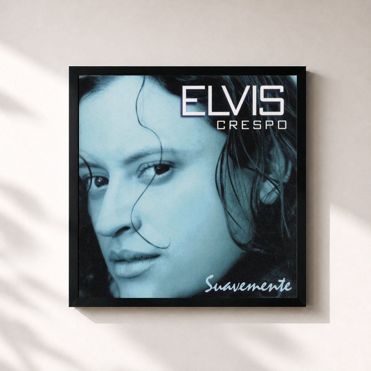 #noir Tableau carré de l'album Suavemente de Elvis Crespo, cadre noir 32x32 cm