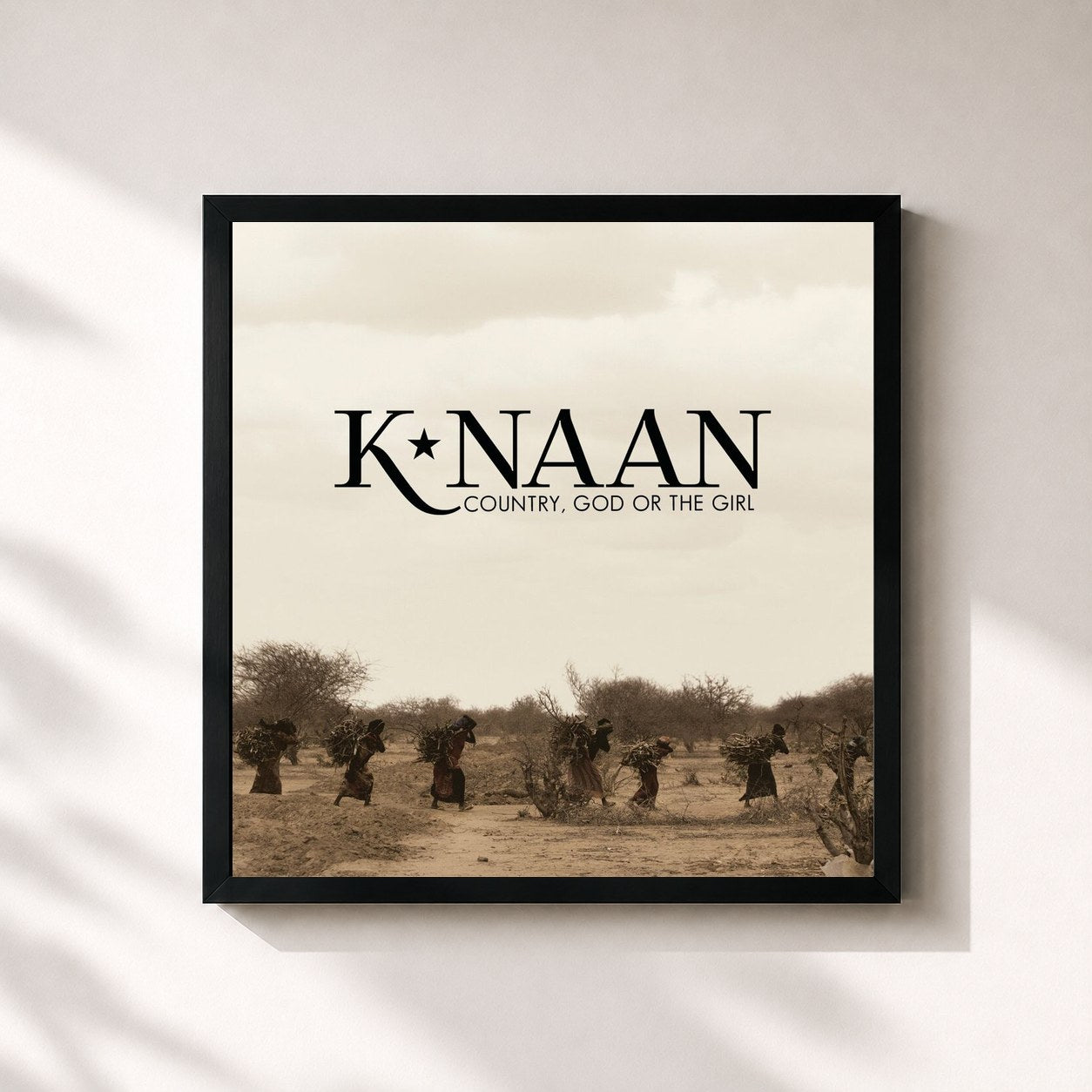 #noir Tableau carré de l'album Country, God Or The Girl (Deluxe) de K'naan, cadre noir 32x32 cm