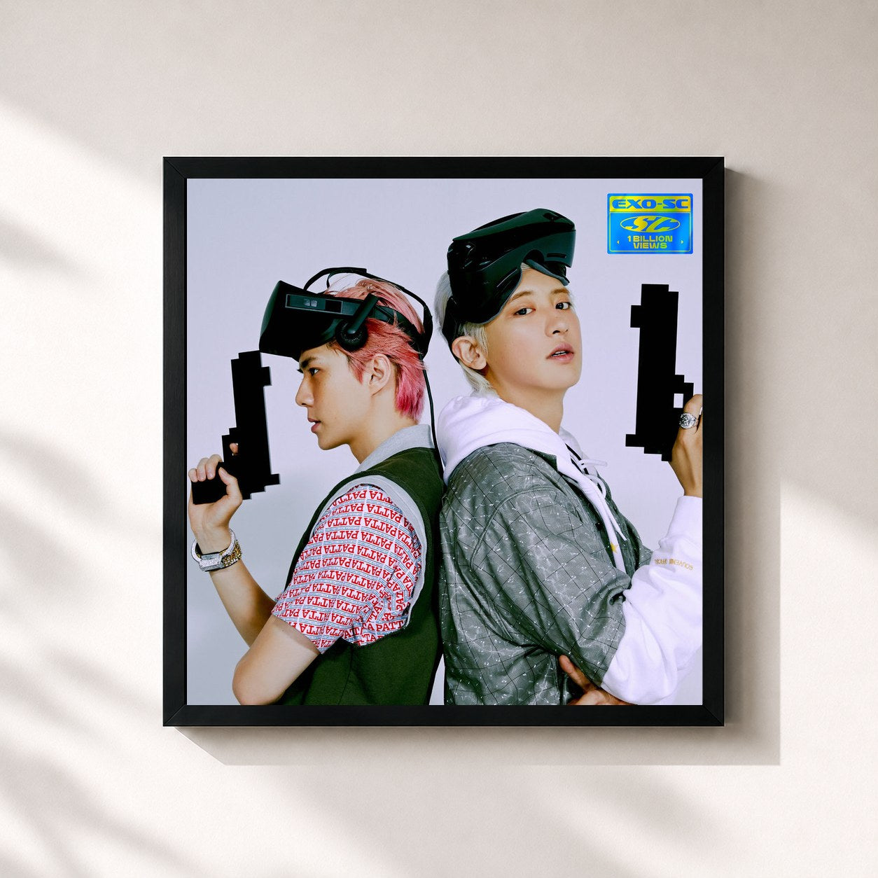 #noir Tableau carré de l'album 10억뷰 1 Billion Views - The 1st Album de EXO-SC, cadre noir 32x32 cm