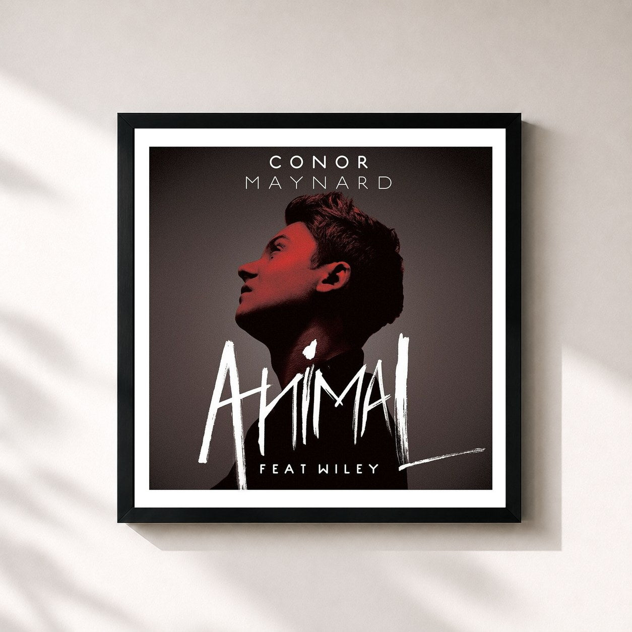 #noir Tableau carré de l'album Animal de Conor Maynard, cadre noir 32x32 cm