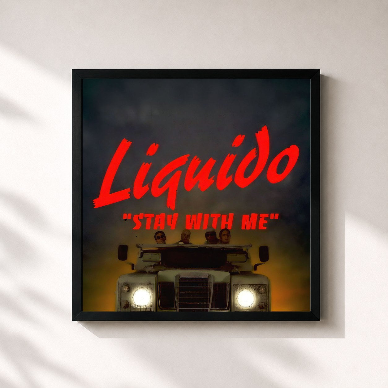 #noir Tableau carré de l'album Stay with Me de Liquido, cadre noir 32x32 cm