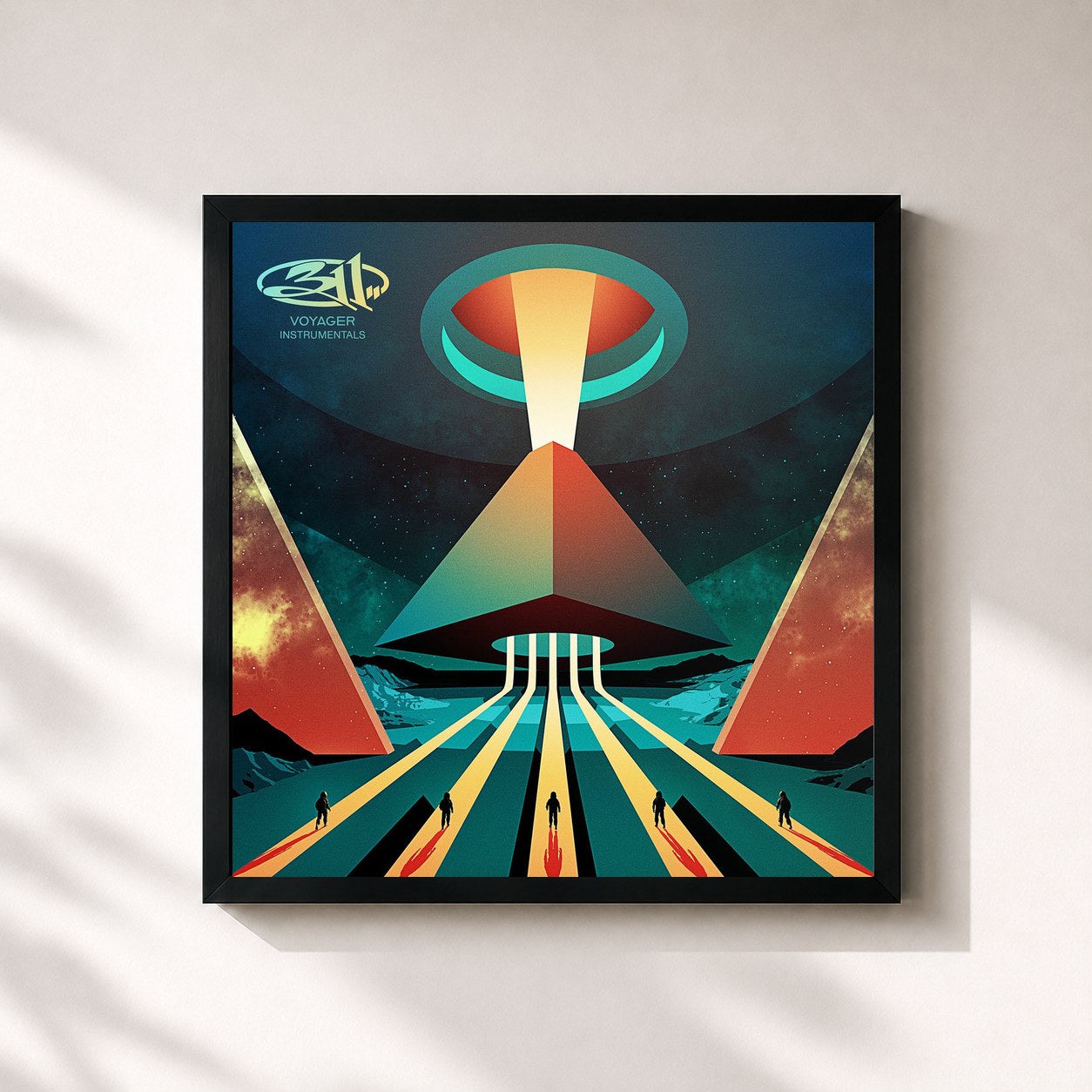 #noir Tableau carré de l'album Voyager (Instrumentals) de 311, cadre noir 32x32 cm