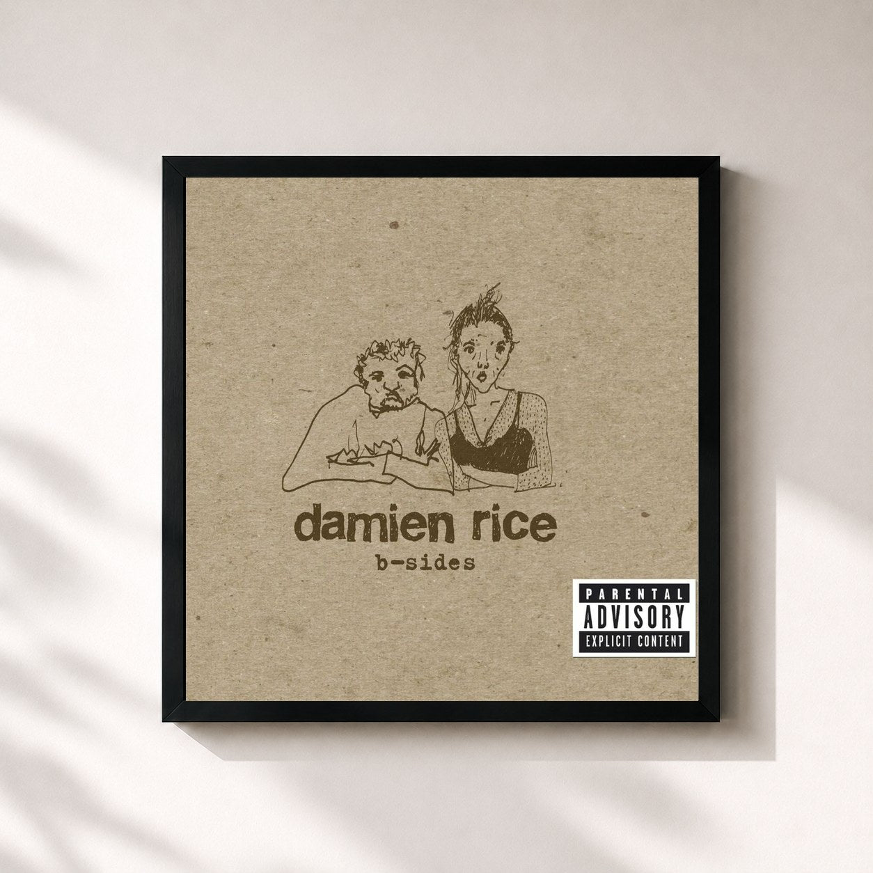 #noir Tableau carré de l'album B-Sides de Damien Rice, cadre noir 32x32 cm