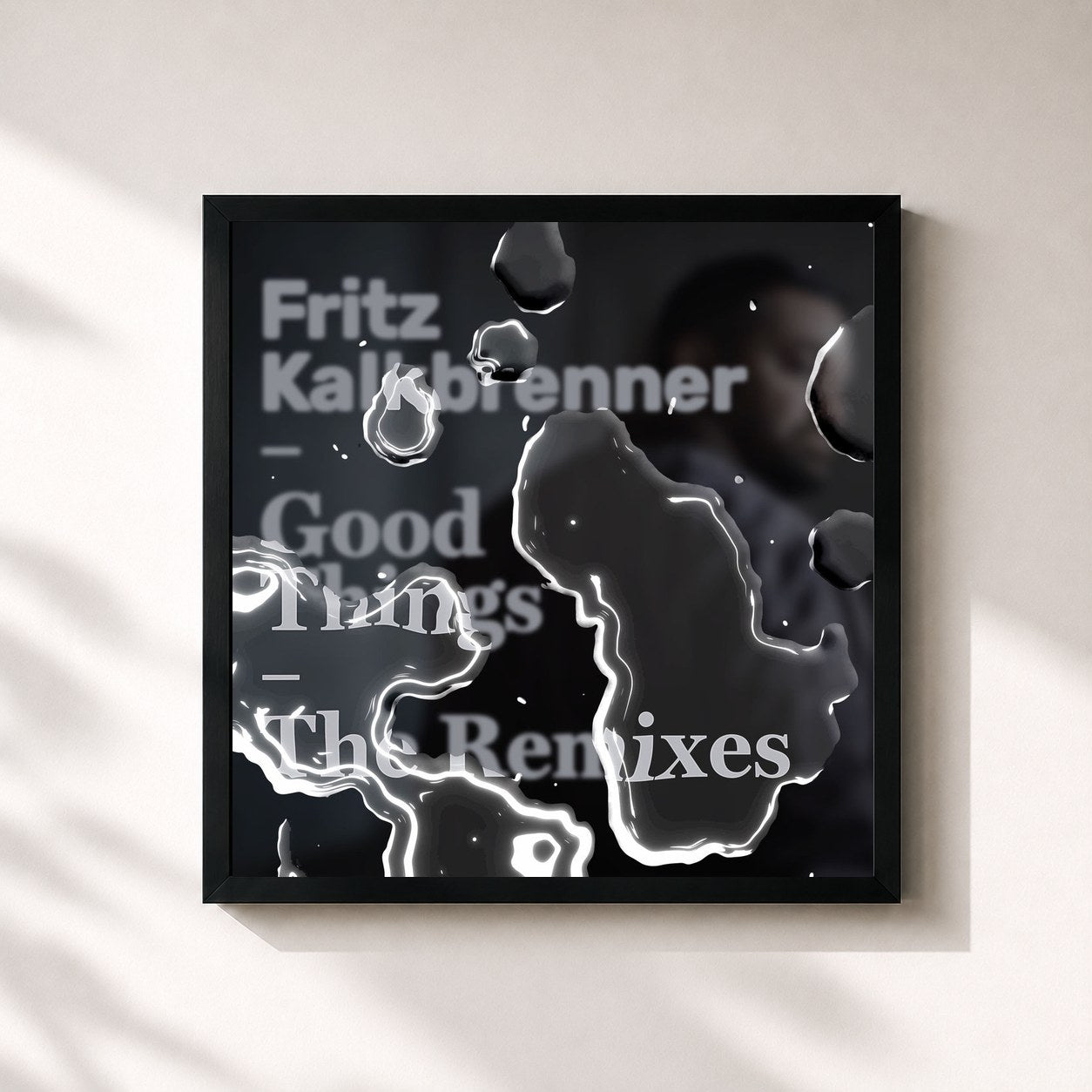 #noir Tableau carré de l'album Good Things (The Remixes) de Fritz Kalkbrenner, cadre noir 32x32 cm