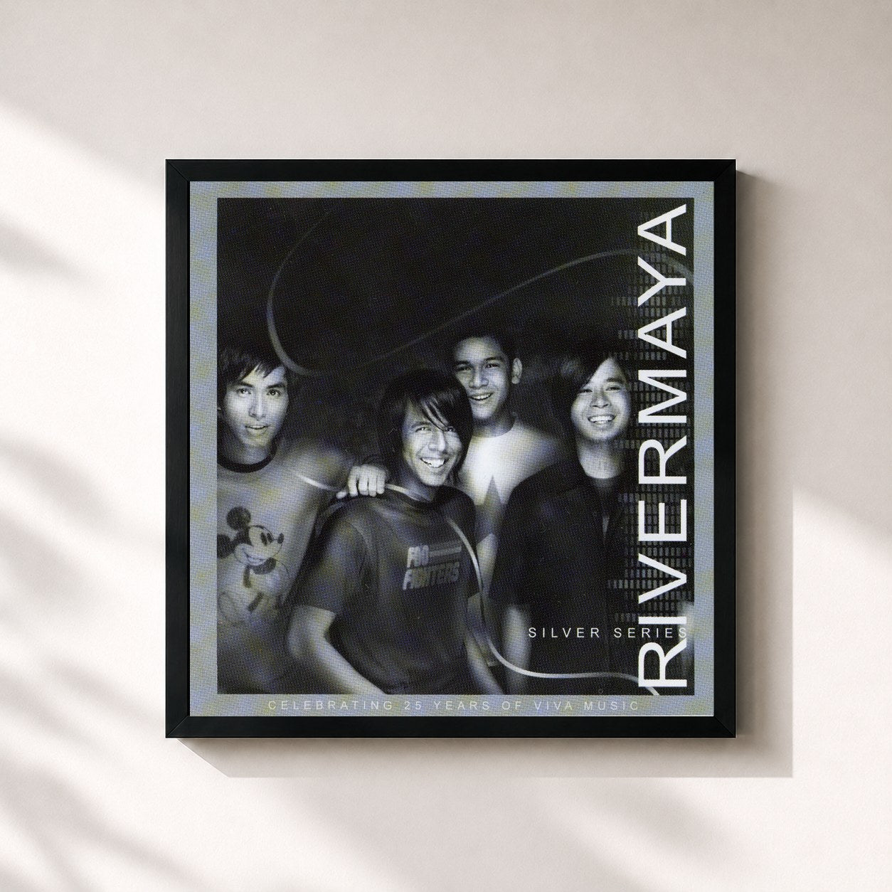 #noir Tableau carré de l'album Rivermaya Silver Series de Rivermaya, cadre noir 32x32 cm