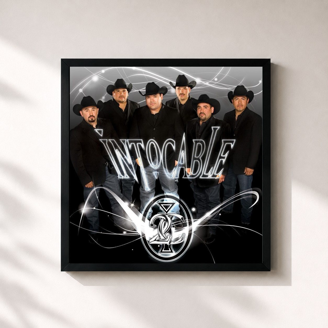 #noir Tableau carré de l'album 2C de Intocable, cadre noir 32x32 cm